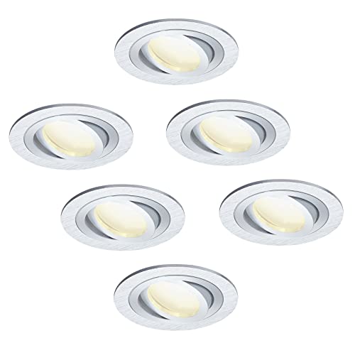 HCFEI Lot de 6 Spot Led Encastrable Rond Dimmable Alu Brosse Orientable lumière Blanc neutre 4000K, 5W eq. 50W ref.208 Cover