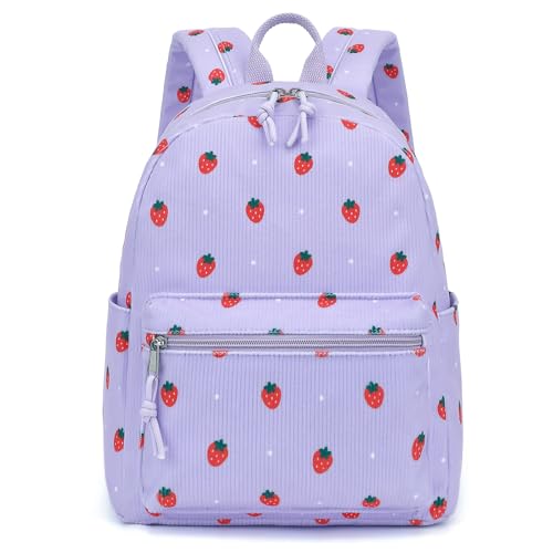 Image of Corduroy Womens Mini Backpack Girls Small Backpack Purse Fashion Casual Daypack School Bookbag (Strawberry Purple)