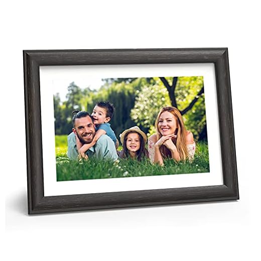 WiFi Digital Picture Frame 8-inch - Smart Photo Frame with Touch Screen - Electric Picture Frame Share Photos and Videos via App Cloud with Brown Wood Frame by FLYAMAPIRIT