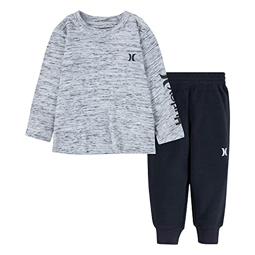 Hurley Baby Boys' Long Sleeve T-Shirt And Jogger Pants 2-Piece Outfit Set, White/Grey Camo, 18M #TOP6
