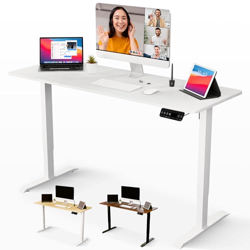 JUPPLIES Escritorio Elevable Eléctrico 160x60 cm – Mesa Regulable 70-117 cm con Panel LCD 6 Botones y 2 Memorias, Motor Silencioso 50 dB, Carga 80 kg, Tablero Blanco + Estructura Blanca