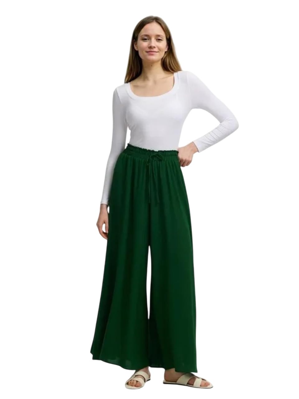 KOTTY Women's Solid Stretchable Pine Green Pants(Green,M)-KTTWOMENSPANT676M