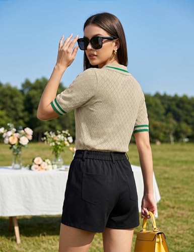 Image of Rapbin Womens Short Sleeve Knit Polo Shirts Summer Spring Sweater Tops