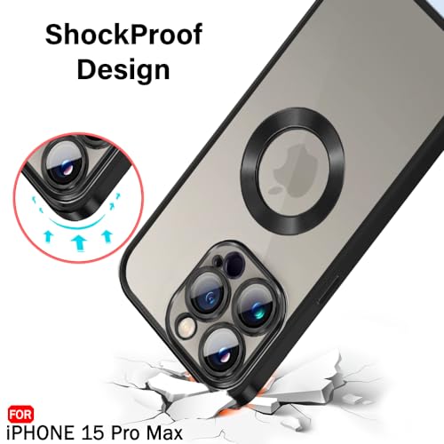 Image of TheGiftKart TPU Luxurious Chrome-Plated Back Cover Case For Iphone 15 Pro Max|Camera&Screen Protection|Shockproof Design|Stylish Transparent Back Cover Case For Iphone 15 Pro Max(Black Bumper)
