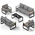 Aluminum Outdoor Patio Furniture Set with Height-adjustable Footrest for Lawn Porches Patio, 7-Seats All-weather Patio Sofa Sets with Coffee Table, Modern Outdoor Patio Conversation set, Grey