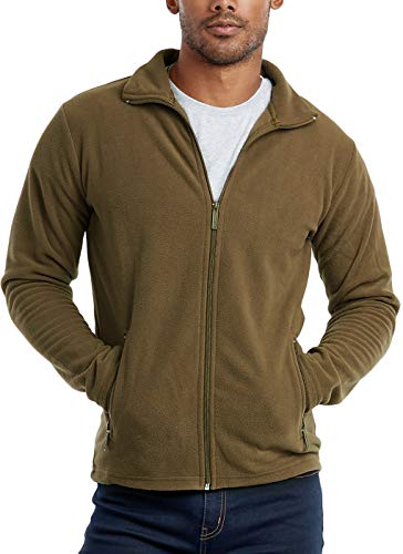 Image of ToBeInStyle Men's Zip Up Long Sleeve High Collar Polar Fleece Jacket