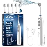 Electric Toothbrush with Water Flosser for Adults, 3-in-1 Sonic Brush & Floss Combo, Cordless Oral Irrigator with 5 Brush Heads, 3 Modes, 30-Day Battery, Travel Toothbrush for Braces, Sensitive Gums
