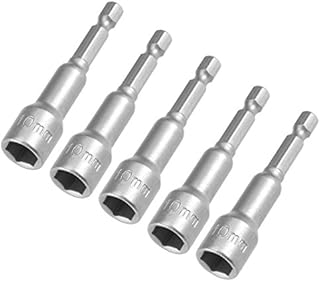 sourcingmap 5 Pcs 1/4" Quick-Change Hex Shank 10mm Magnetic Nut Setter Driver Drill Bit, 65mm Length, Metric