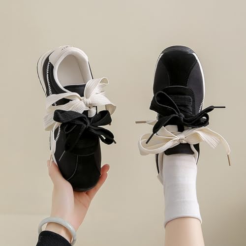 Patchwork Casual Lace Up Non - Slip Walking Shoes for Women. Comfortable Tennis Running Shoes, Womens Fashion Sneakers (Cream Color,7) 6