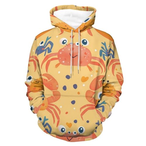 Sweat à capuche crabe jaune bleu hoodie unisexe taille S