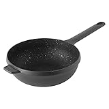 Berghoff Gem Non-Stick Ceramic Coated Induction-Safe Stir-Fry Pan, 28cm, Cast Aluminium, Black, 53 x 29 x 10 cm