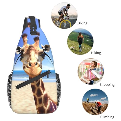 Cross Chest Bag Sling Backpack Beach Giraffe miniatura 5