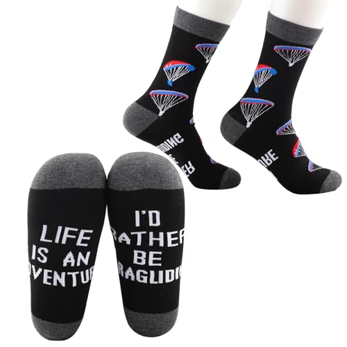 CMNIM Skydiving Gift I'd Rather Be Paragliding Socks Gifts for Paraglider Paramotor Lover Gift Outdoor Adventure Novelty Sock (US, Numeric, 12, Regular, Regular, 25616 Paragliding Socks)