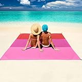 Kaket Wasserdichte und sanddichte Picknickdecke, leichte Stranddecke, extra groß, 210 x 200 cm, faltbare Strandmatte für Picknick, Strand, Wandern, Camping, Reisen (rot)