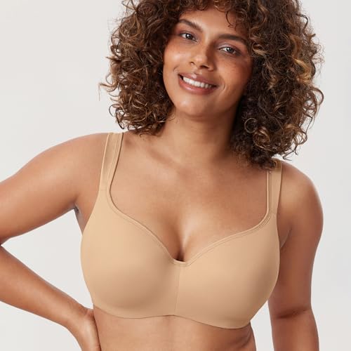 Image of DELIMIRA Women's Balconette Bra Full Coverage Plus Size Tshirt Underwire Back Smoothing Seamless Bras