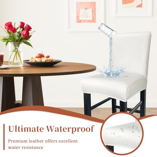 Image of PU Leather Bar Stool Covers with Backs Waterproof Bar Stool Chair Covers