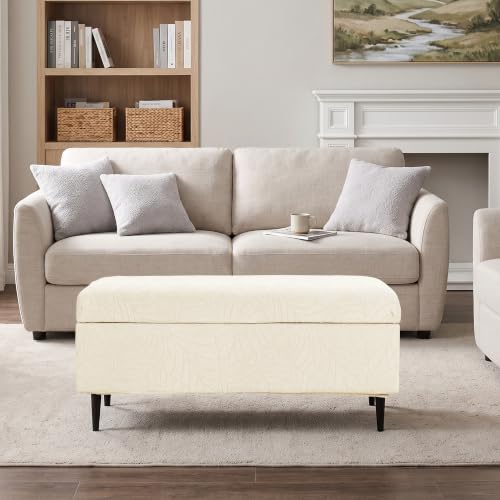 Image of FUANGUI Waterproof Ottoman Cover Slipcovers Rectangular Folding Stretch | Storage Bench Footrest Sofa Stool Covers Footstool Protector with Elastic Bottom, Removable Washable,Large
