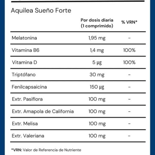 Miniatura 7 de Aquilea Sueño Forte Descanso 60 Comprimidos - Tecnología Tricapa Sin Gluten, Sin Lactosa, Sin Azúcar Añadido Pasiflora, Amapola De California, Valeriana Y Melisa Vitamina D Y Vitamina B6