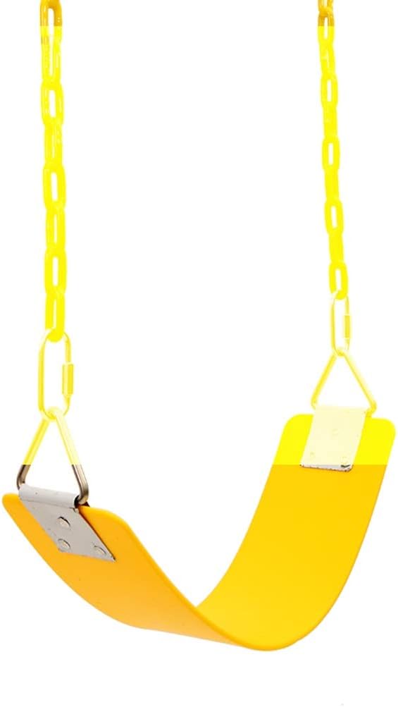 Swing Seat with 60 Inch Anti-Rest Chains Thermoplastic Coated Support 440lb Swing Seat Accessories for Outdoors Playground Gym (Color : Black) (Yellow)
