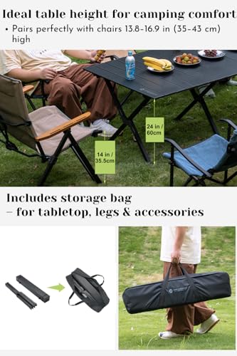 CAMPINGMOON Aluminum Folding Camping Table Roll Top 63 x 32 Inch BKT-160 - Image 5
