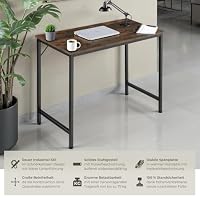 tectake® Schreibtisch, Computertisch, Bürotisch, PC Tisch, Möbel für Arbeitszimmer, Home Office, Büro, Kleiner Schreibtisch, Tischgestell mit Tischplatte - Industrial Holz dunkel, rustikal, 80 cm – Ansicht 3
