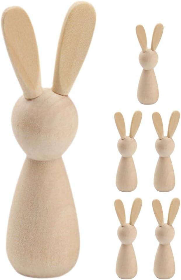 Amazon.com: DIYEAH Unfinished Wooden Peg Dolls Rabbit Figures 10pcs 3. ...