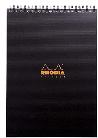 RHODIA 19920C - Spiral Notebook (Full Bound) Notepad Black A4 | Small Tiles | 80 Detachable Sheets - Clairefontaine Paper 90g - Polypro Cover (Plastic) - Rhodiactive