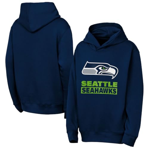 Outerstuff Pro Football Youth Boys Back to Basics Pullover Hoody Sweatshirt - (8-20) (US, Numeric, 18, 20, Regular, Seattle - Seahawks Navy)