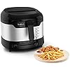 SUPERLEX Elektrische friteuse van 2 liter met olie, 1300 watt, capaciteit 1,3 kg, compacte friteuse, uitneembare stalen mand, anti-aanbakemmer, deksel met patrijspoort, instelbare temperatuur 80-190