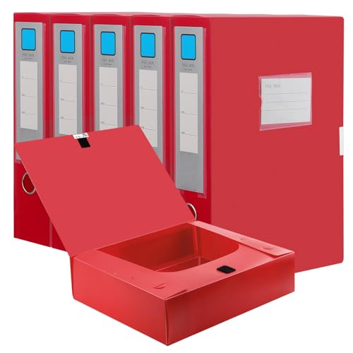 Boîtes de classement pliables JEUIHAU dos 75 mm rouges pour document maison bureau x6