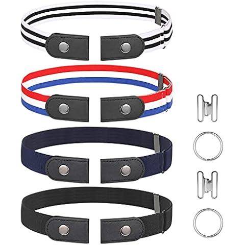 Gaosaili 4 Pieces Belt Without Buckle Elastic Belt Invisible Belt No Buckle Stretch Belt Adjustable Elastic for Men or Women Cover
