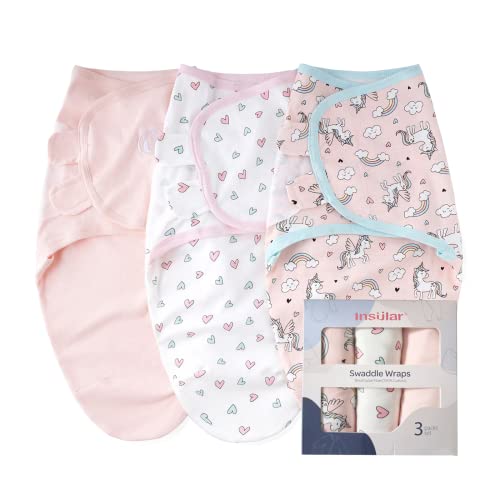 Image of insular Swaddle Blanket, Baby Swaddle Wrap for Newborn and Infant, Adjustable Swaddle Set for Boy and Girl, Soft Cotton Baby Sleep Sack 3 Pack Medium(3-6 Month), Horse