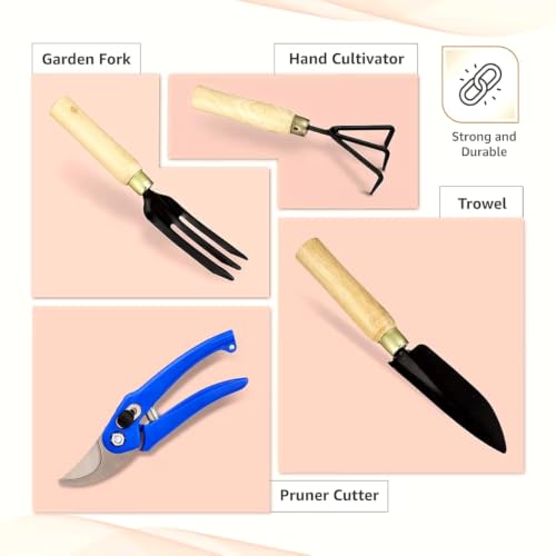 Image of Garden Tools for Home & Nursery Use | Hand Tools for Plant Care & Gardening (4 Pcs Garden Tool Set)