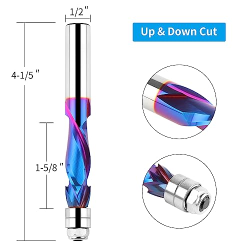 Eanosic E237 Spiral Compression Flush Trim Router Bit 1/2 Inch Shank thumb #1