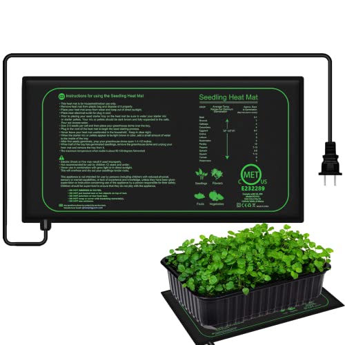 6-Pack Seed Starter Trays with 10"x20.75" Seedling Heat Mat for Indoor Home Gardening Seed Starting, 72-Cell Seed Starter Kit with Humidity Dome(12 Cells per Tray), MET Certified