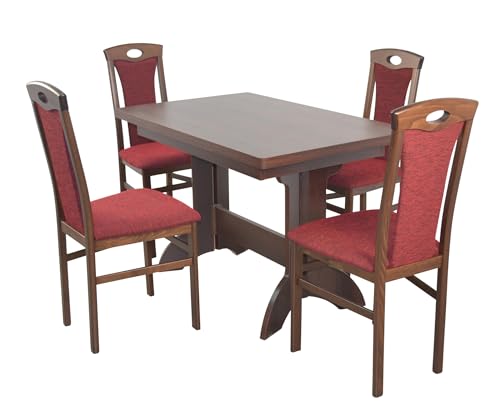 moebel direkt online Essgruppe 5-teilig Madrid mit Wangentisch nusbaum/Bordeaux