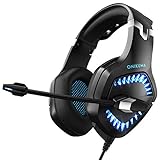 Stereo Gaming Headset, DIOWING,【Upgraded 7.1 Bass Surround Sound】 Over Ear Headphones with Mic for PS4, PC, Xbox One Controller, LED Light, Soft Memory Earmuffs for Laptop Mac Nintendo Switch Games