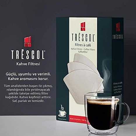 Trescol Coffee Filter, Natural Paper, Number 4, Large Size, Pack of 100
