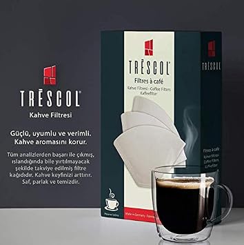 Trescol Coffee Filter, Natural Paper, Number 4, Large Size, Pack of 100