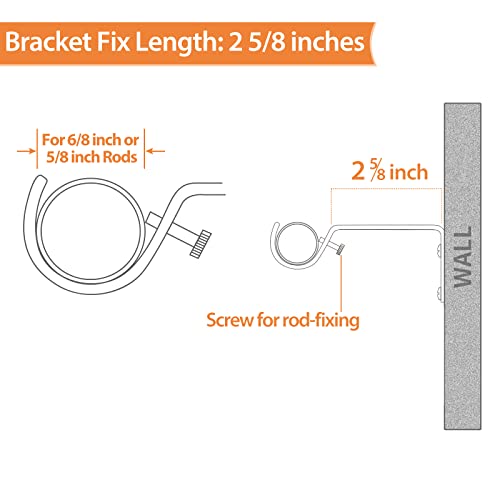 Kamanina Bundle Of 72-144 Inches (6-12 Feet) Curtain Rod And Matched Brackets, Netted Texture Finials, Warm Gold #TOP7