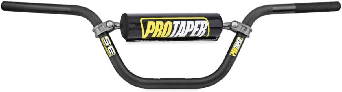 7/8 Inch Motorcycle Handlebars Aluminum, Compatible Pit Or Dirt Bike Handlebar with Foam Pad Universal for Motocross Pit Dirt Bike ATV Quad Mini Bike (Black, High Rise)