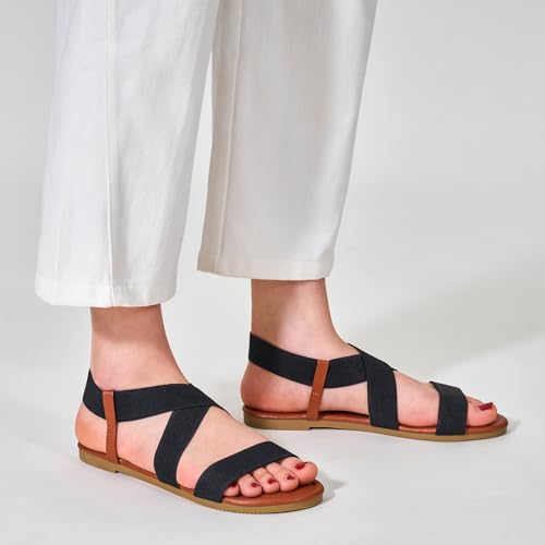 Trary Women's Dressy Summer Sandals, Elastic, Cute, Open Toe, Wide, Sandalias Para Mujer3