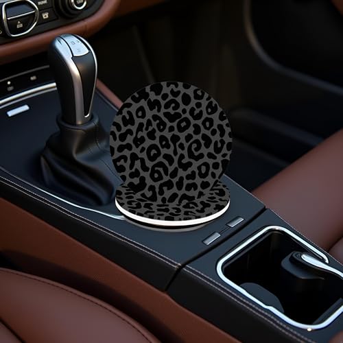 Auto-Untersetzer, Leopardenmuster, Geparden-Druck, Auto-Untersetzer für Getränkehalter, rutschfest, universal, 6,4 cm, Gummi, Auto-Innenzubehör, 2 Stück