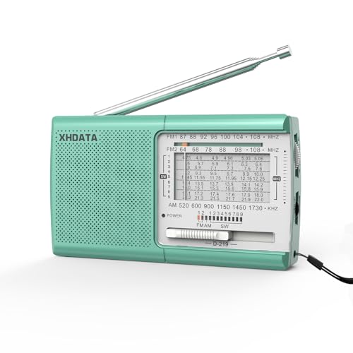 XHDATA D219   Radio portátil Retro FM/Am/SW, con Pilas, para el hogar, Camping y Senderismo, Color Beige