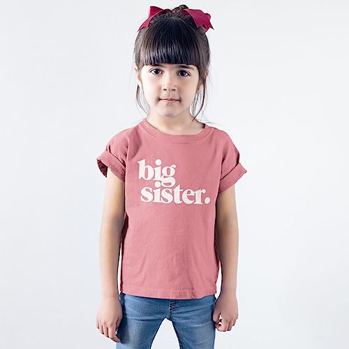 Bold Big Sister Colorful Sibling Reveal Announcement T-Shirt for Baby and Toddler Girls Sibling Outfits3