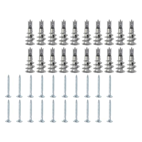 Yardenfun Tornillos de Anclaje de Zinc 13x32 y Tornillos Autoperforantes 4,5x35 Plateados 50 Piezas para Fijación en Paredes y Decoración, Fijaciones Duraderas para Reparación Doméstica