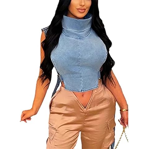 PAODIKUAI Women's Denim Sleeveless Top Cover