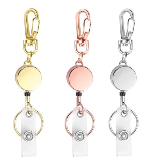 bolimoss 3 Pack Retractable Keychain, Retractable Badge Holder, Badge Reel for Id Card Holders, Id Card Holder （Sliver,Rose Gold,Gold