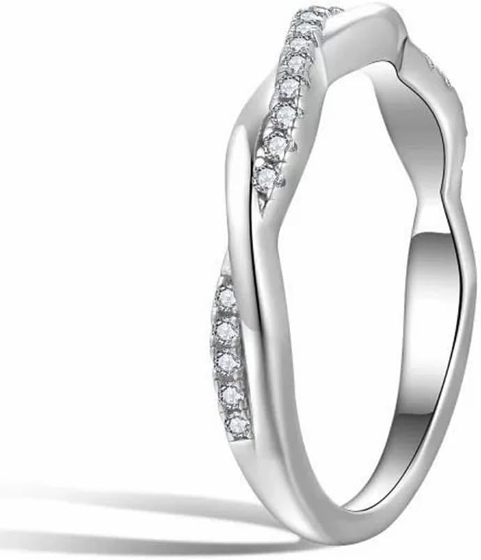 Blocaci 0.25 Carat(ctw) Moissanite Wedding Band Stackable Rings for Women Twisted Infinity Eternity Bands 925 Sterling Silver 10K 14K 18K Gold Promise Ring