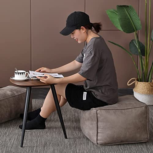 Pouf en daim gris : tabouret repose-pieds carré pour salon - 7
